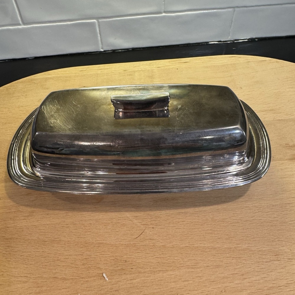 Silver Plated Butter Dish Glass Insert FB ROGERS SILVER‎ CO 1998 Trademark